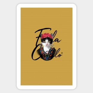 Mostard TXB back Cat Frida Cathlo version of - Frida Kahlo Sticker